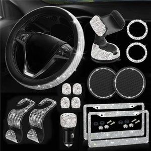 Diamond Bling Steering Wheel Cover forWomen UniversalFit 15Inch,15CarAccessories